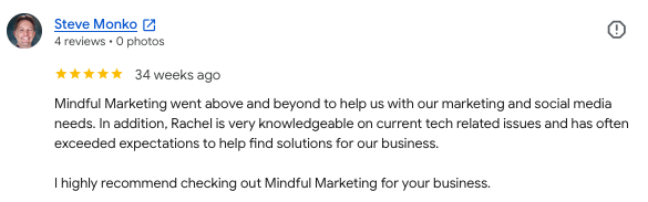 A Google review from a client of ours that needed assistance with a new business venture.