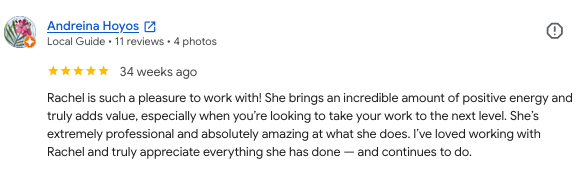 A Google review from a client of ours that needed assistance with a new business venture.