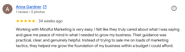 A Google review from a client of ours that needed assistance with a new business venture.