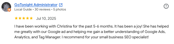 A Google review from a client of ours that needed assistance with a new business venture.